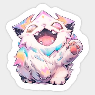 The space monster waves its paw cutely Sticker